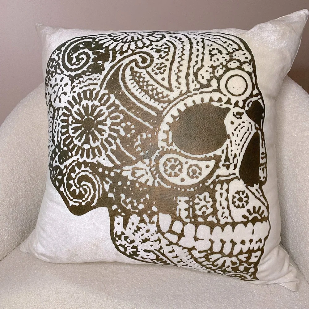Z Gallerie Velvet Skull Pillow 💀